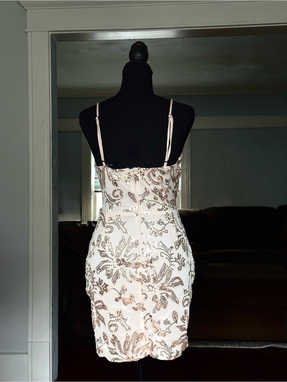 Windsor Josquim Ivory Gold Sequin Bodycon Mini Dress - Picture 2 of 10